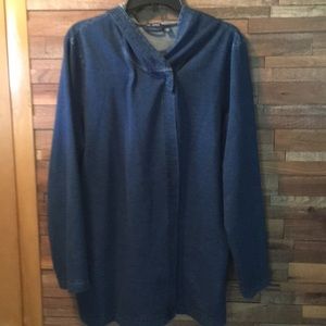 NWOT J. Jill Indigo wrap hooded denim Jacket XL